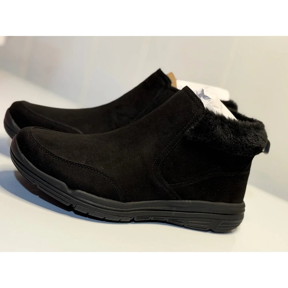 Ryka Amaze Ankle Booties Black Water-Repellent Faux Fur Lined Women 7.5 Wide‎